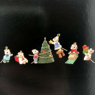 Hallmark Keepsake Tiny Christmas Helpers 6 Piece Miniature Set Ornament Nib Mice