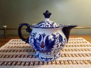 Vintage Bombay Company Blue & White 2 - Cup Porcelain Teapot 3