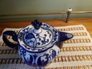 Vintage Bombay Company Blue & White 2 - Cup Porcelain Teapot 4