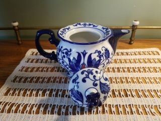 Vintage Bombay Company Blue & White 2 - Cup Porcelain Teapot 5