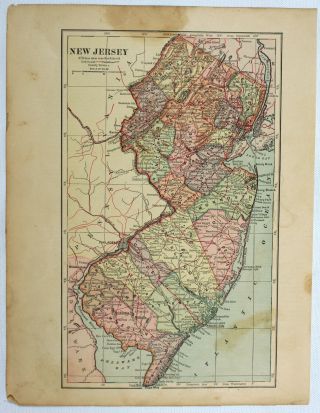 Jersey Vintage Antique 19th Century Commercial Railroad Map