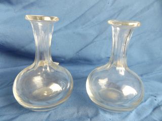 2 Antique Flower Bud Vase Clear Glass Cut 1800 
