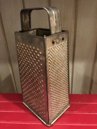 Antique Cheese Grater Shredder Tin Metal Vtg Kitchen Farmhouse Bromwell Rustic