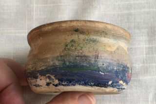 Vintage/antique Hand Painted Meyer Pottery Bowl,  Landscape,  Bluebonnets - Texas