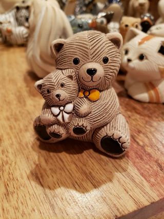 Artesania Rinconada Mama & Baby Teddy Bear Animal Sculpture Figurine