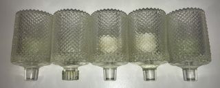 Faroy Glass Clear Peg Votive Candle Holder Diamond Cut Set Of 5 Usa C4