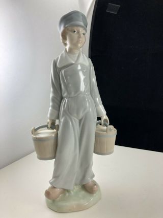 Lladro Dutch Boy With Milk Pails Porcelain Figurine