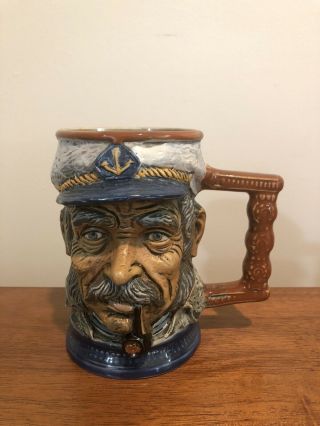 Vintage Made In Italy Old Salt Fishing Captain Painted Coffee Mug/stein S.  Orvis