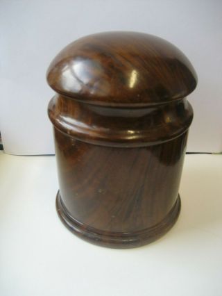 Vintage Dark Wood Folk Art 3 Piece 2 Chamber Cylinder Ring/trinket Box