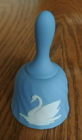 Vintage Wedgwood Jasperware Pale Blue Swan Porcelain Bell Made In England