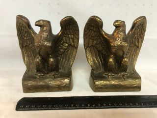 Vintage Brass Eagle Bookends Heavy 7 " Solid Pair
