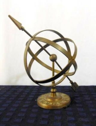 Vintage Brass Armillary Sphere Sundial Arrow Well Aged