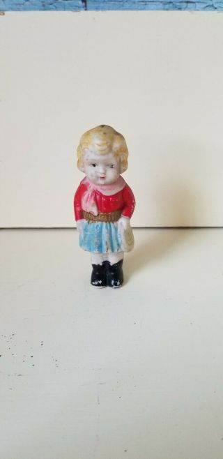 Vintage Ceramic Bisque Frozen Charlotte Cowgirl Doll Japan Penny Doll