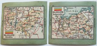 Antique Small Stamp Album Maps (2) Mecklenburg Schwerin & Strelitz (se1)