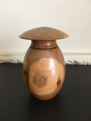 English Yew Wood Lidded Pot