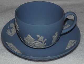 Wedgewood Blue Jasperware Cup And Saucer