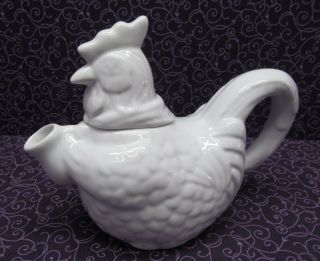 Collectible Cordon Bleu Bia White Porcelain Rooster Teapot
