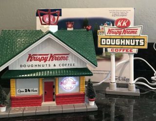 Dept 56 Snow Village Krispy Kreme Doughnut Shop 2 Piece Set