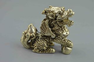 Collectable Ancient Hand Miao Silver Carve Exorcism Tibet Dragon China Statues