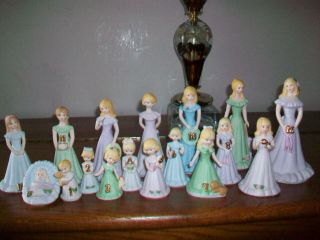 Enesco Growing Up Birthday Girls Blonde Complete Set Baby Ages 1 - 16