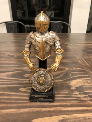 Partial Franklin English Knight 24k Gilt Wash Pewter Armor & Display Stand