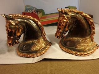 Gladys Brown Dodge Horse Head Bookends Copper Bronzed