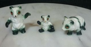 Vintage Porcelain Bone China Miniature Panda Bear Family Figurines Set Of 3