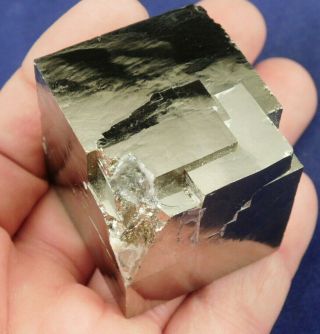 A Big And 100 Natural Stepped Pyrite Crystal Cube From Spain 235gr E
