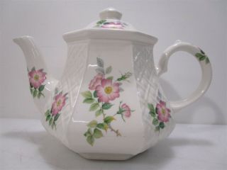 Windsor Tea Pot Pink Floral Pattern Made In England Porcelain White Green