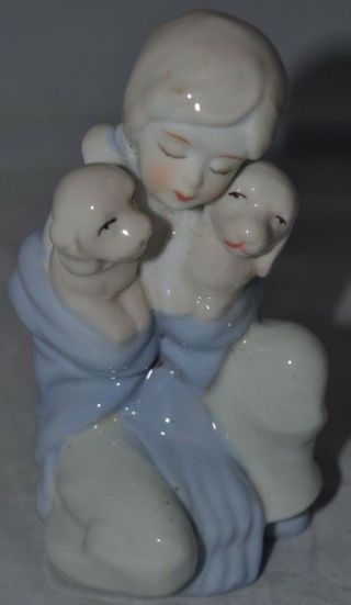Vintage Porcelain Lady Girl Figure With Dog Puppies