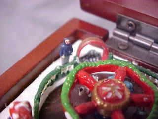 Mr.  Christmas Animated Music Box Wood Christmas Carousel Revolves w music 5