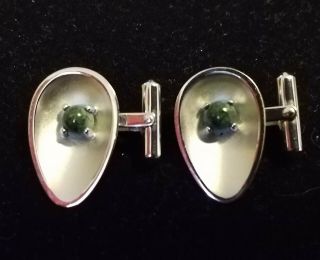 Vintage Sterling Silver Cufflinks With Swivel Back And Lapis Gemstones