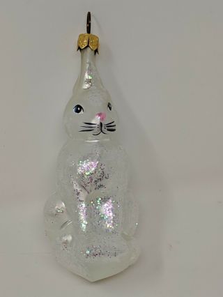 Vintage Christopher Radko Glass Christmas Ornament Hare Rabbit Bunny