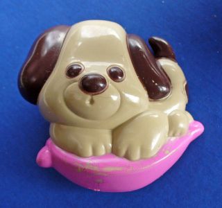 Avon Fragrance Glace Pin Vintage Dog Puppy Love On Pillow Brooch Empty