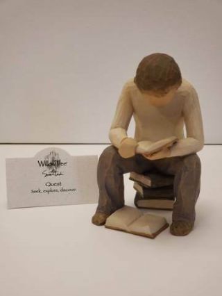 Willow Tree Quest Boy Reading Studying Figurine By Susan Lordi Demdaco 26197