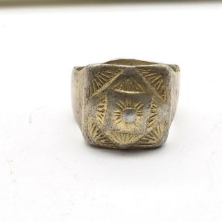 Antique Gold Gilt Solid Silver Victorian Gents Ladies Ring Size M