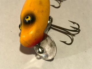Tg342 Vintage Wood Fishing Lure 3 " Neon Orange Paw Paw Red Yellow