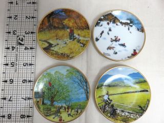 4 Norman Rockwell Mini Plates - Four Seasons 1959 - Fairmont Porcelain 1984
