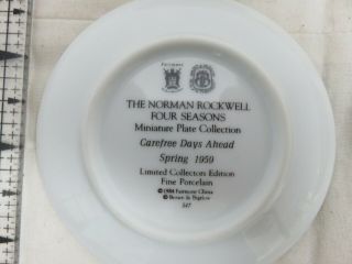 4 Norman Rockwell Mini Plates - Four Seasons 1959 - Fairmont Porcelain 1984 2