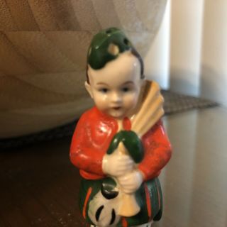 Vintage Salt Shaker Young Boy Playing The Bag Pipes Made In Germany 5