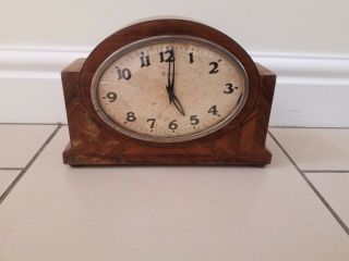 Vintage Dimra Swiss Made 8 Day Walnut Case Mantle Clock.  For Restoration