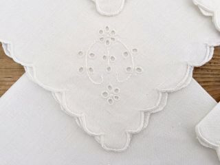 6 Pretty Vintage Linen Hand Embroidered Napkins Afternoon Tea
