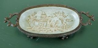 Antique Style Chinese Porcelain Dish Bronze Metal Mounts Chinoiserie French