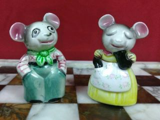 Vintage Salt And Pepper Shaker Set Mice Boy & Girl Mouse Japan