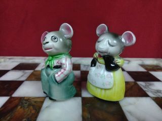 Vintage Salt And Pepper Shaker Set Mice Boy & Girl Mouse Japan 5