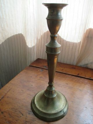 18th Century Antique Brass Candlestick With Plunger.