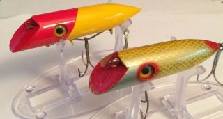 2 Vintage Wood Martin Salmon 4 Inch And 3 1/2 Inch Fishing Lure