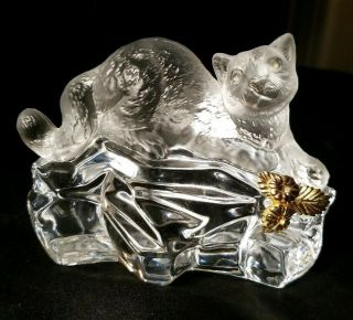 Igor Carl Faberge Crystal Art Glass Snow Leopard Sculpture,  Signed - Perfect