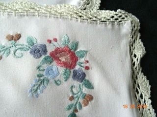 PALE CREAM EMBROIDERED CUSHION COVERS LACE EDGE 5
