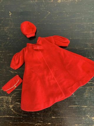 Vintage Barbie Red Flare Flair 939 Red Velvet Coat Purse Hat 1960 